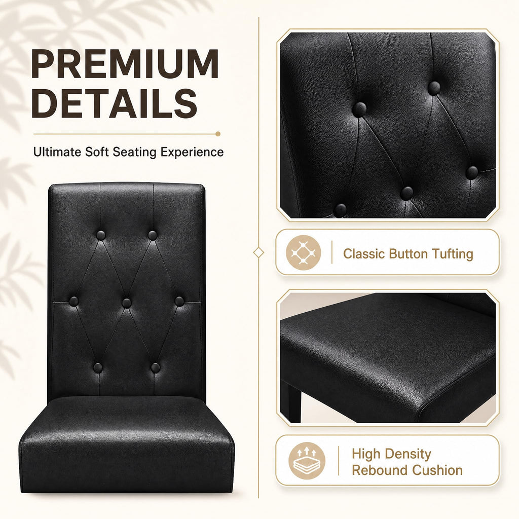 Upholstered Dining Chairs Set of 2 PU Leather Button Tufted K3526