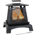 32-Inch Steel Wood-Burning Fire Pit with Log Grate and Poker Z183