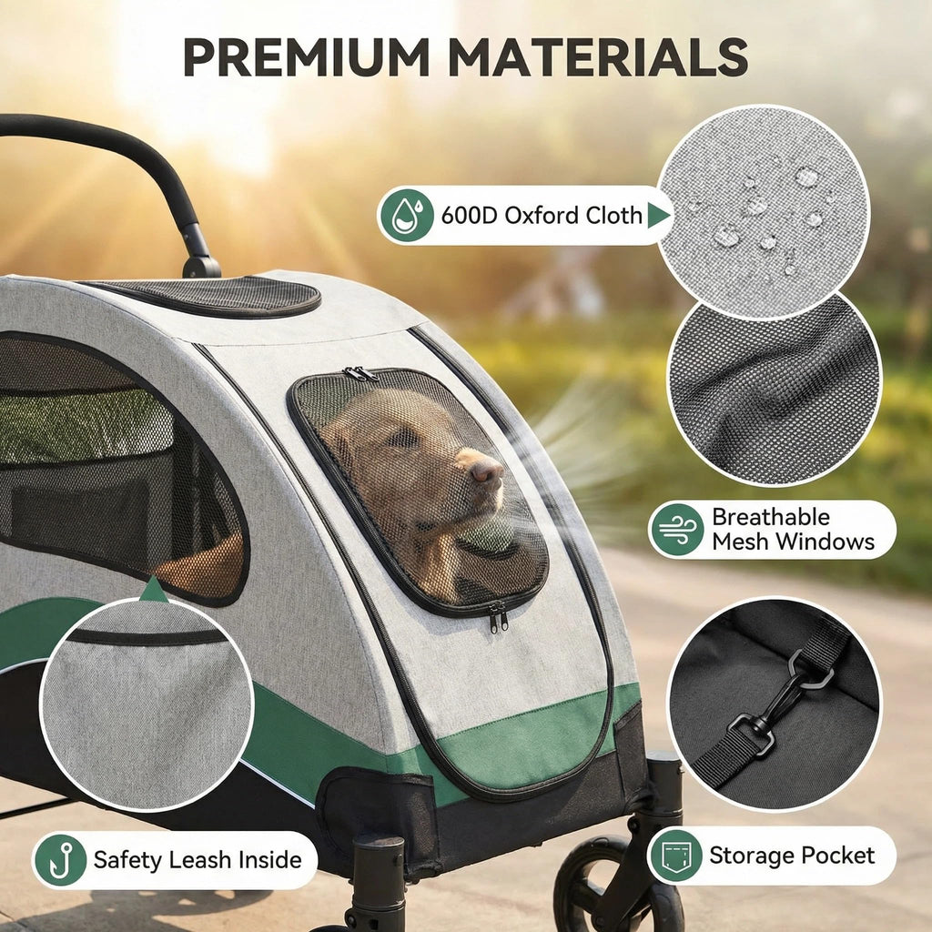 Extra Large Foldable Dog Stroller with Wheels and Brakes A5049