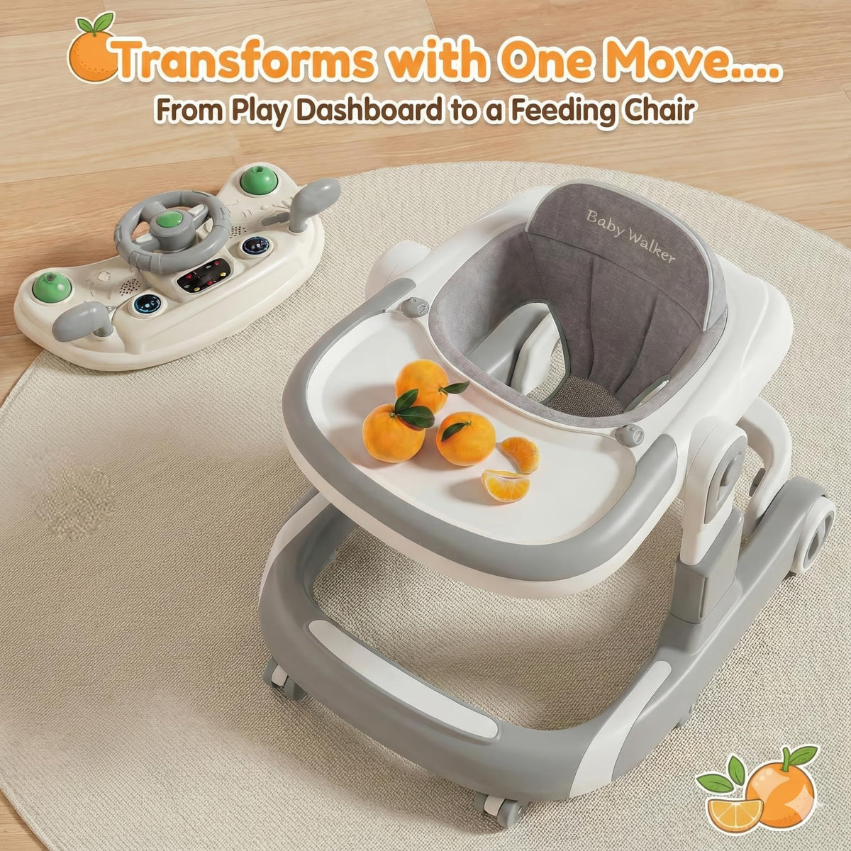 Foldable Baby Walker with Wheels and Bouncing Foot Mat N97664