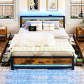 King Size Wood Bed Frame with 4 Storage Drawers B146009